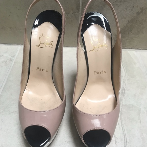 Lot of 2 pair sz 38 CHRISTIAN LOUBOUTIN Lady Peep Slings. - Picture 2 of 9